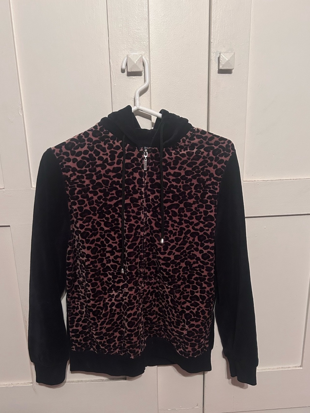 Leopard Print Black & Tan Central Park zip up hoodie